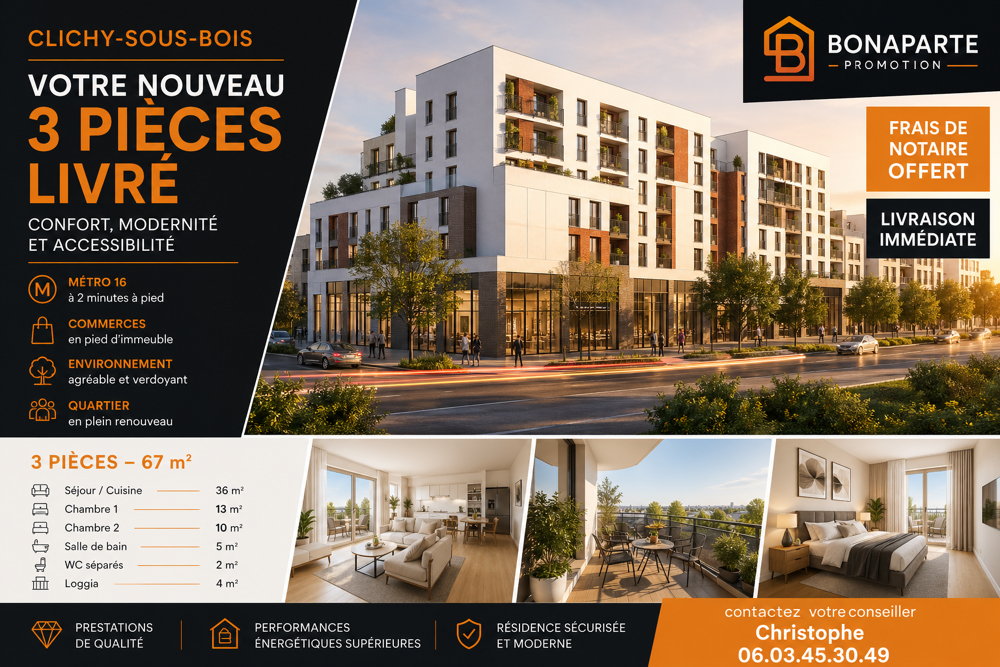 OPPORTUNITÉ RARE  T3 LIVRÉ  EMPLACEMENT STRATÉGIQUE