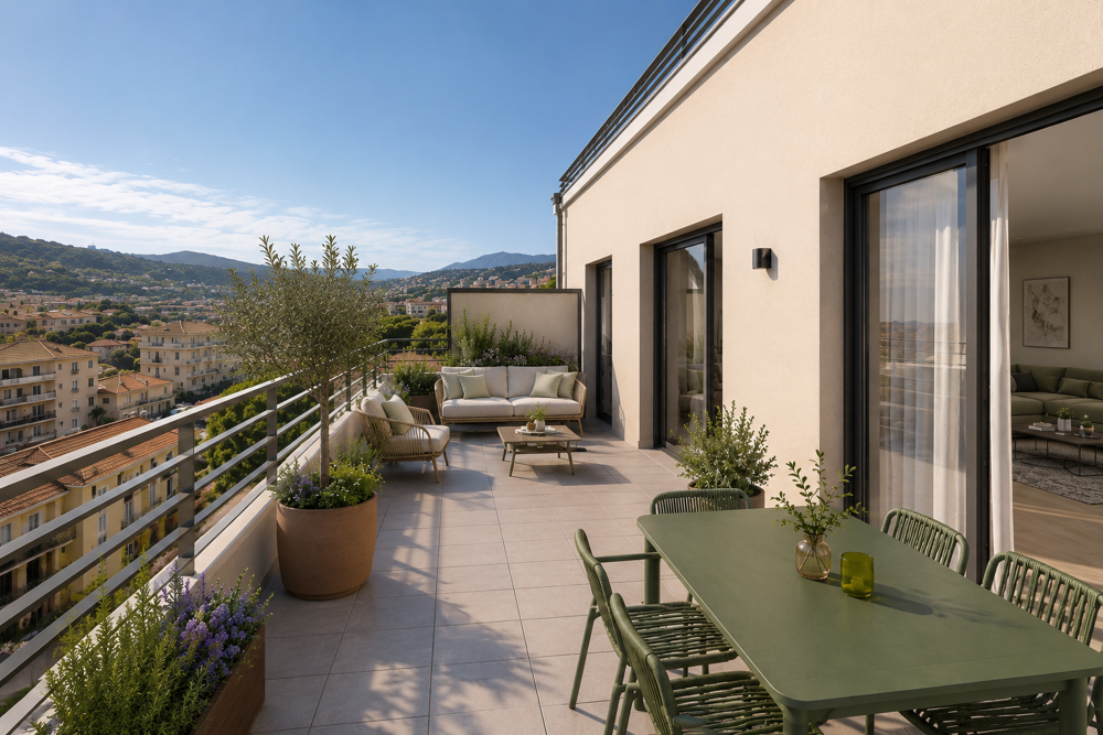 Vente Appartement MAGNIFIQUE 3 PIECES LUMINEUX EN ETAGE ELEVE AVEC TERRASSE DE 17M² -  VUE DEGAGEE - PROCHE CAMPUS - T Nice