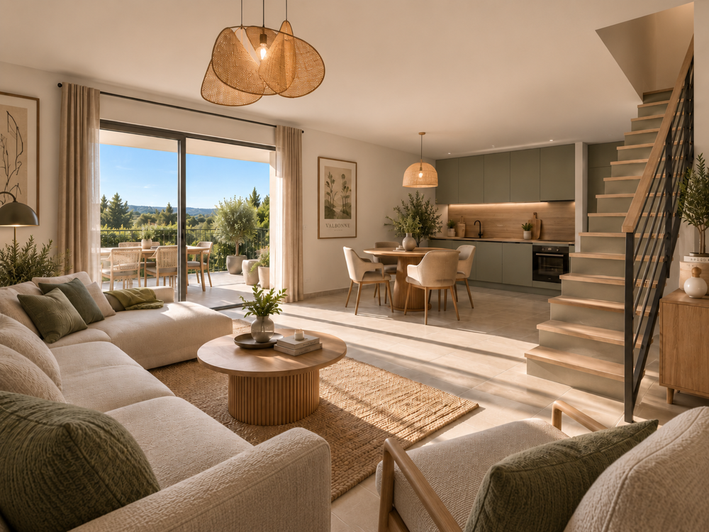 Vente Appartement .VALBONNE : T4 DUPLEX EN DERNIER ÉTAGE AVEC TERRASSE & VUE DÉGAGÉE Valbonne