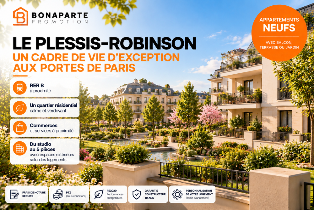 Vente Appartement 7000€ DE REMISE IMEDIATE - ADRESSE D'EXCEPTION - JARDINS ET CANAL -T3 PLEIN SUD POUR ADRESSE Le plessis-robinson