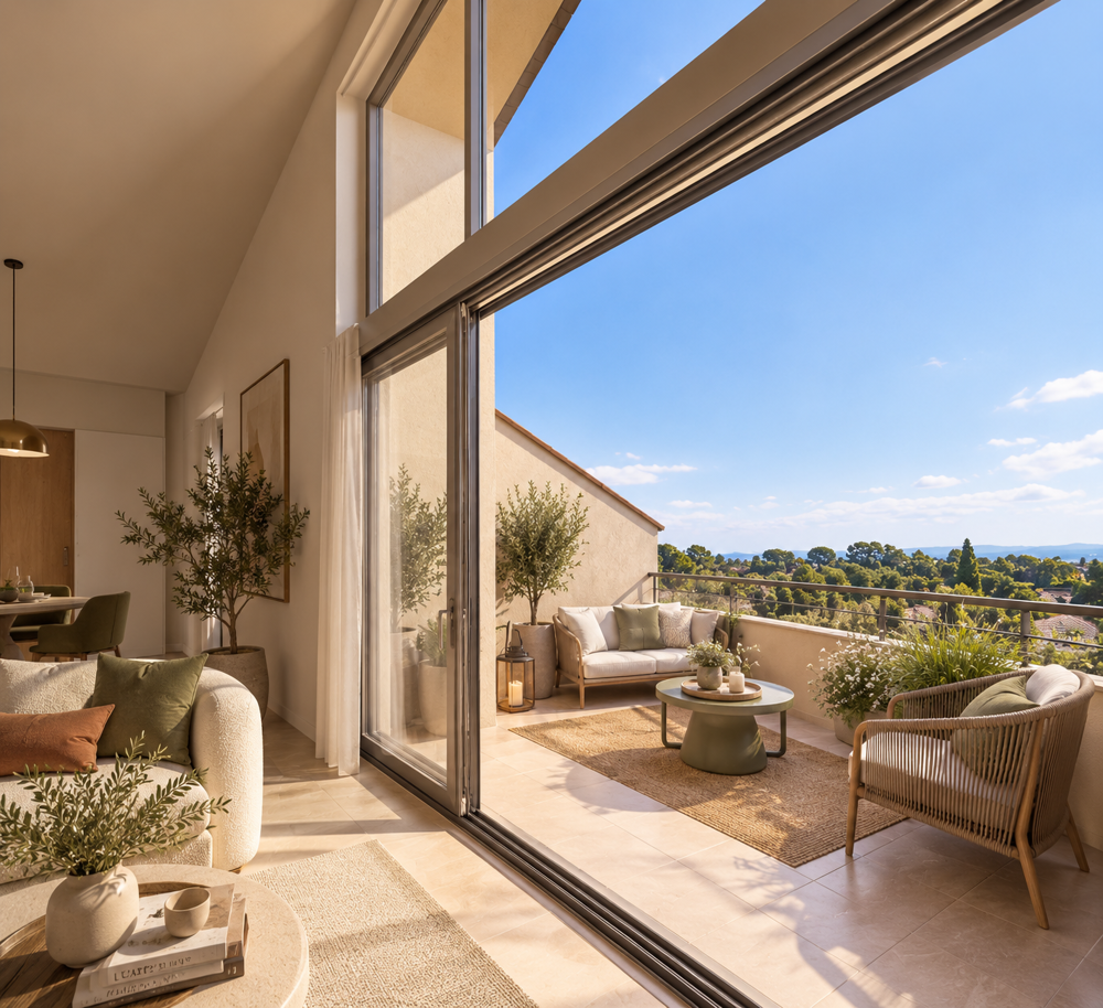 Vente Appartement SPLENDIDE T3 EN DERNIER ETAGE SEJOUR CATHEDRALE AVEC TERRASSE AU SUD-2 PARKINGS INCLUS Chateauneuf grasse