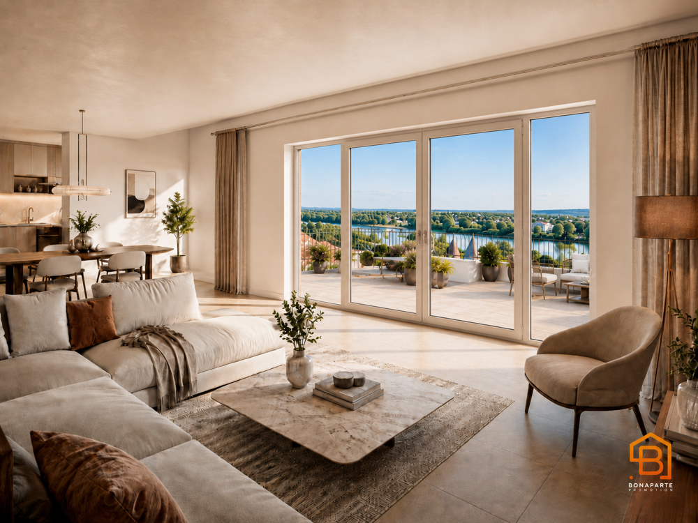 Vente Appartement Grand 2 pièces 57M² au dernier étage avec  terrasse 23M² vue parc & Seine Cormeilles en parisis