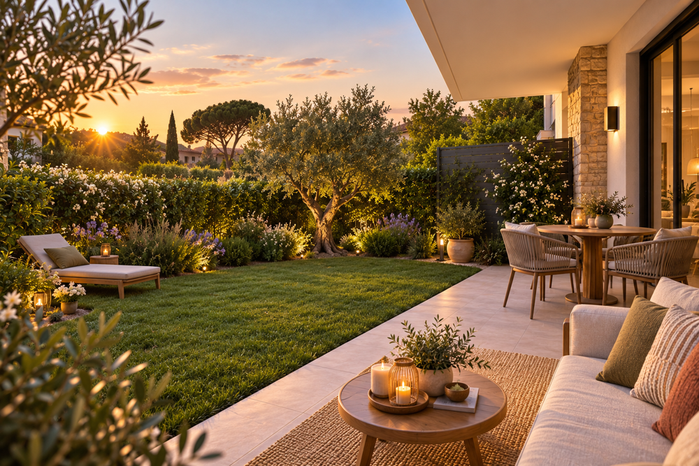 NOUVEAUTE : BEAU 2 PIECES EN REZ-DE-JARDIN, LUMINEUX, PISCINE ET VERDURE