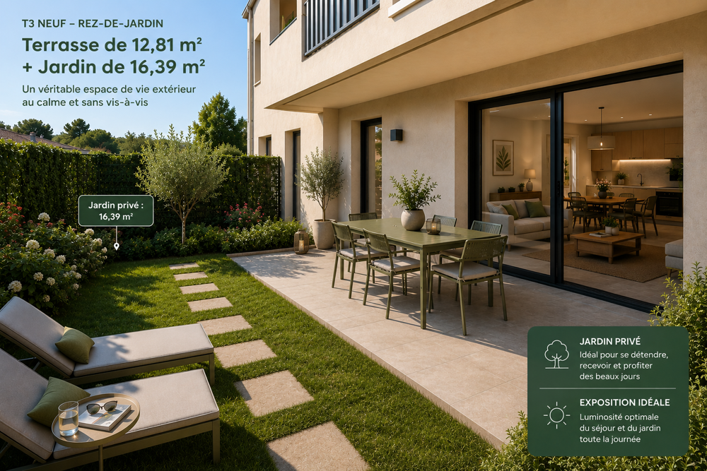 Vente Appartement Aux portes d'Éguilles – T3 neuf avec jardin privé à moins de 300 000 € !!!!! Aix en provence