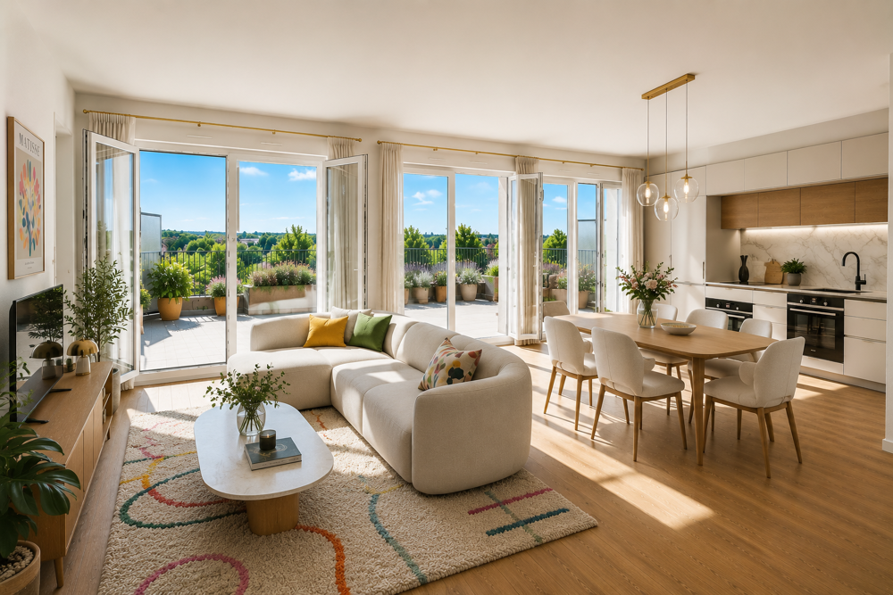 RETOUR DE LOT VISITABLE - T4 AVEC TERRASSE XXL DE 35 m² EN DERNIER ÉTAGE - 2 Pkgs