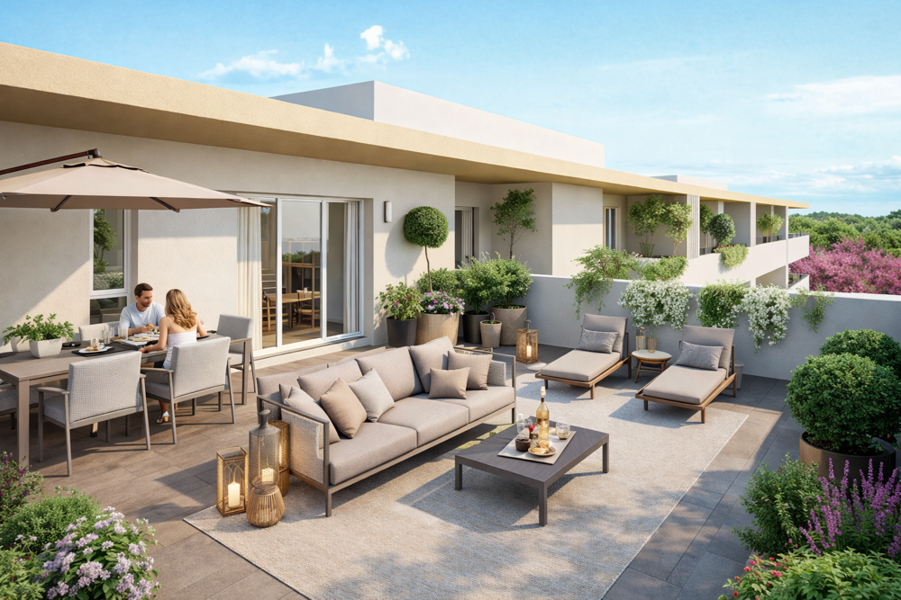 Vente Appartement EXCEPTIONNEL DERNIER ETAGE 2P DE 45M² AVEC UNE TERRASSE DE 90M² Marignane