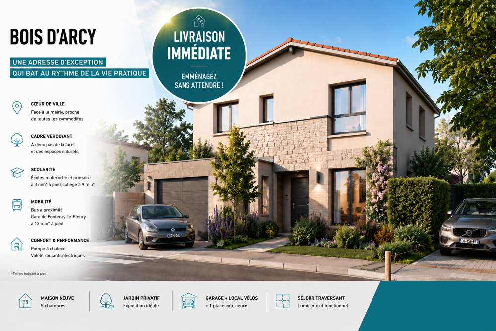 Vente Maison LIVRAISON IMMEDIATE - MAISON T6 111M² - JARDIN 126m² - GARAGE Bois d arcy