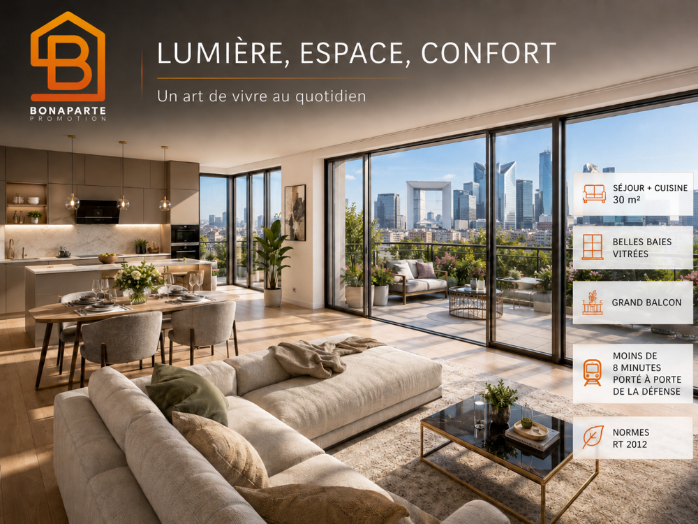 Vente Appartement NANTERRE GROUES- MAGNIFIQUE 3 PIECES AVEC GRAND BALCON Nanterre