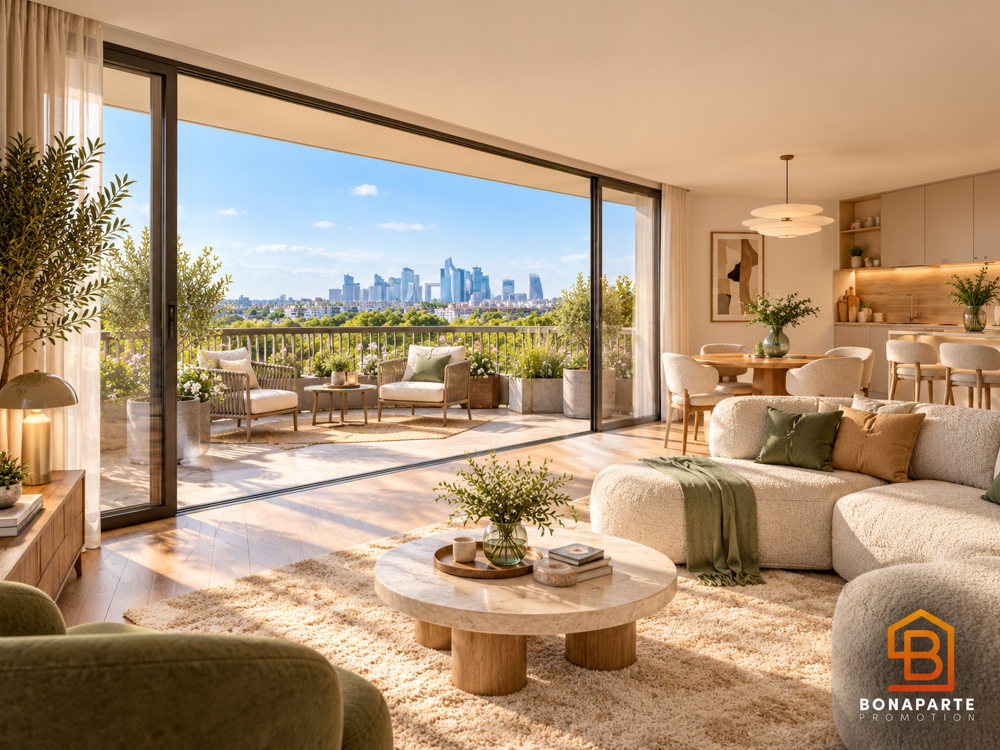 Vente Appartement DERNIER ÉTAGE – 59 M² – BALCON DE 14 M² – 2 PIÈCES ÉVOLUTIF FUTUR TRAM T1 EN PIED DE RESIDENCE ET AC Colombes