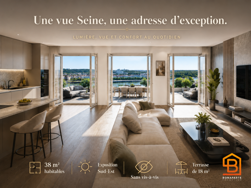 STUDIO EVOLUTIF EN 2 PIECES VUE SEINE TERRASSE SUD EST SANS VIS A VIS