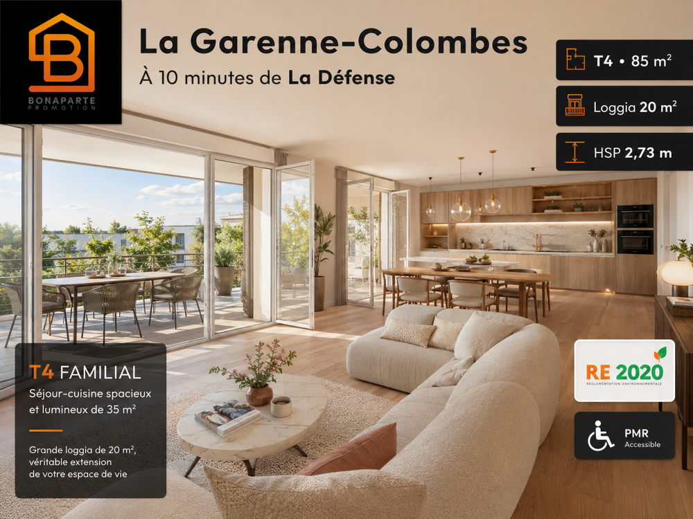 10 minutes de la defense: 4 pièces 85m² réception 35m² exterieur 20m²+pkg