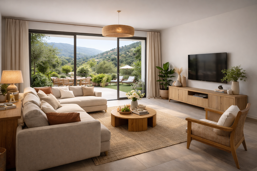 MAGNIFIQUE REZ-DE-JARDIN AVEC VUE COLLINE POUR CE SUPERBE T4 TRAVERSANT DE 86 M²