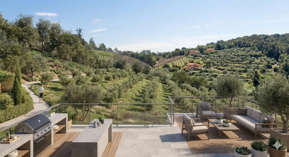LIVRAISON IMMINENTE 3 PIECES PLEIN OUEST AVEC TERRASSE VUE SUR LES OLIVIERS - AU CALME