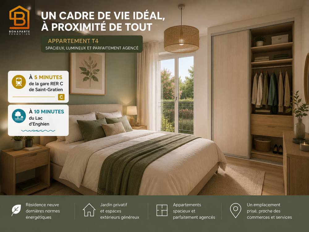 Vente Appartement APPARTEMENT 4 PIECES 68M² AVEC JARDIN DE 58M²+PARKING St gratien