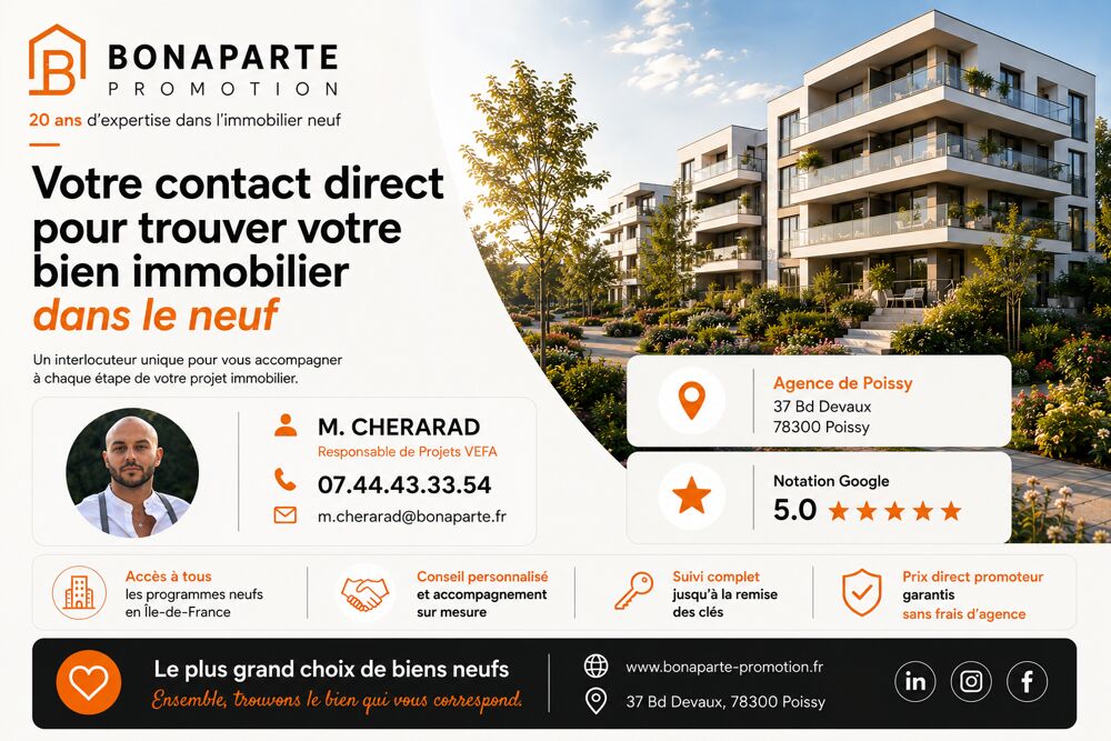 Vente Appartement RETOUR DE LOT livré 1T 2027 - T3 62 m² avec BALCON - PARKING Carrieres sous poissy