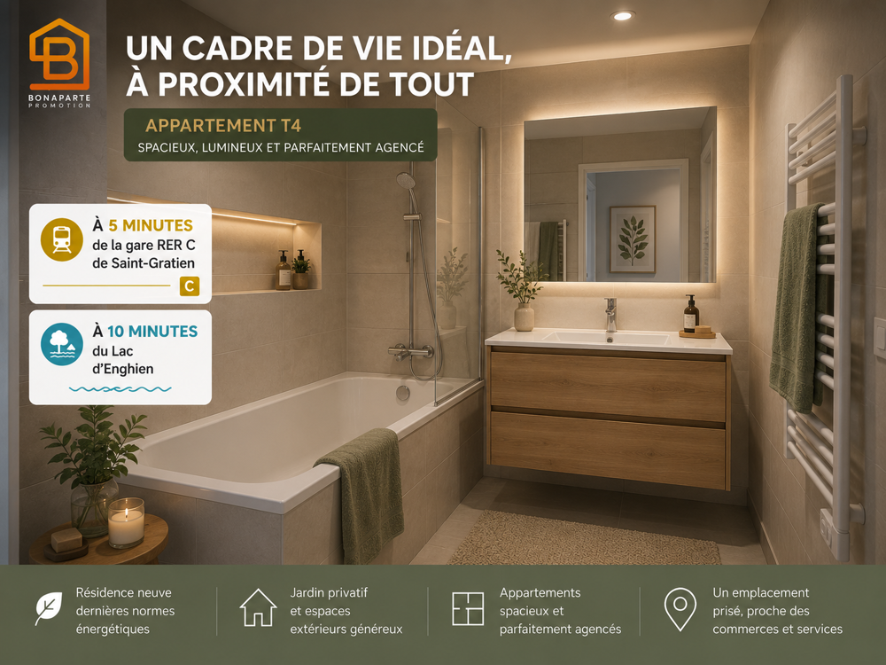 Vente Appartement APPARTEMENT 4 PIECES 68M² AVEC JARDIN DE 58M²+PARKING St gratien