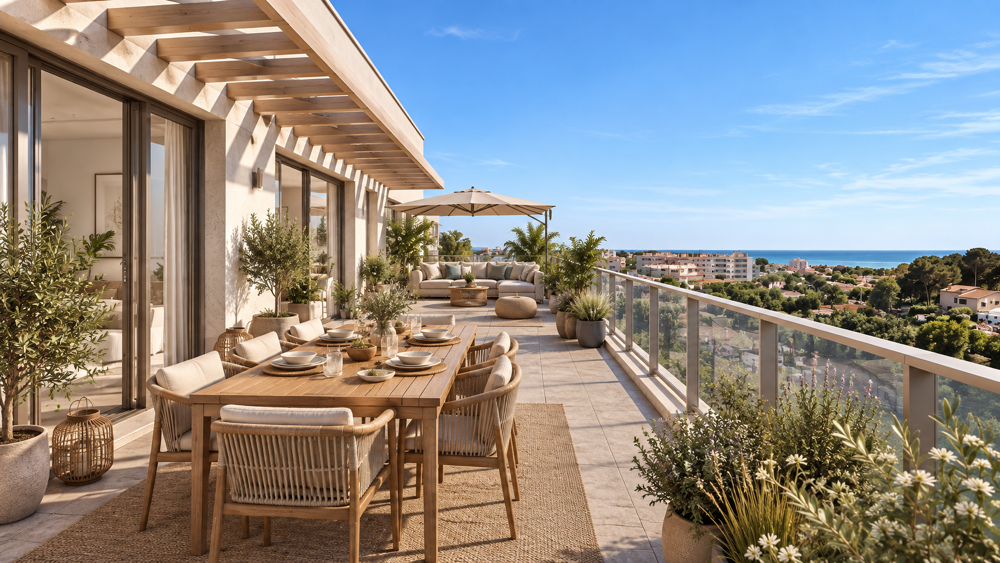 Vente Appartement ANTIBES :DERNIER ETAGE VUE MER DE 91M² AVEC 30M² DE TERRASSE Antibes