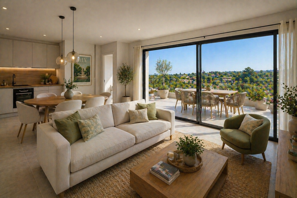 Vente Appartement T4 traversant au dernier etage avec vue plein sud quartier La Torse Aix en provence