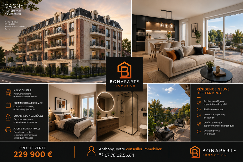Vente Appartement -Bel appartement 2 pièces avec balcon Gagny