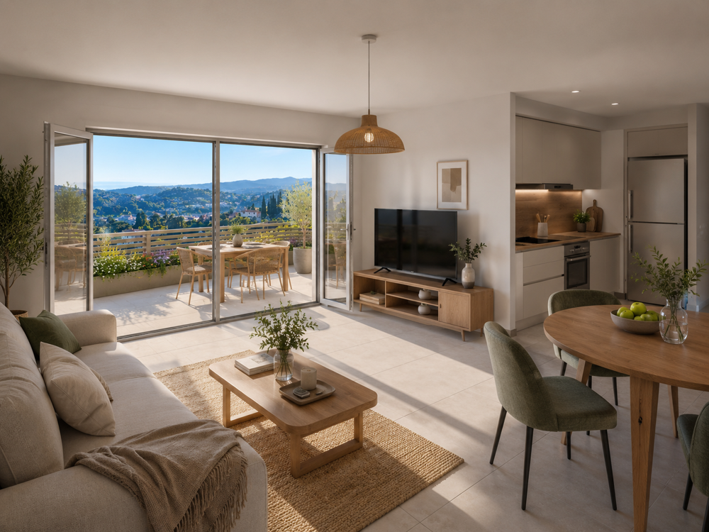 Vente Appartement MENTON : LIVRAISON RAPIDE : MAGNIFIQUE 2 PIECES EN DERNIER ETAGE -  AVEC TERRASSE VUE MER Menton