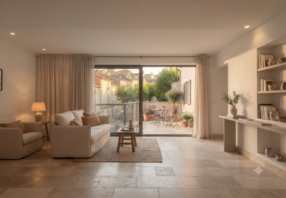 -Superbe appartement traversant de 75 m² avec double terrasse, en dernier étage avec ascenseur