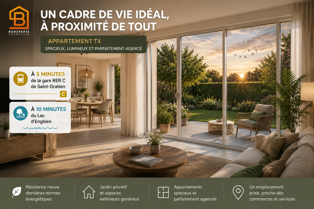 Vente Appartement APPARTEMENT 4 PIECES 68M² AVEC JARDIN DE 58M²+PARKING St gratien