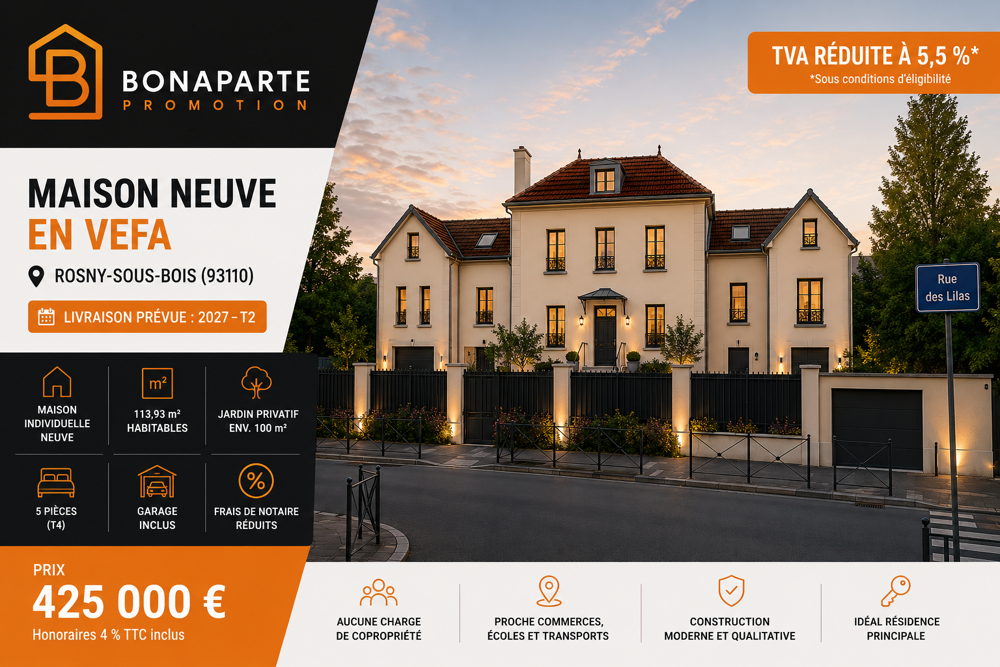Appartement 5 pièces 114 m² · à Rosny sous Bois · 114 m² · 425 000 €