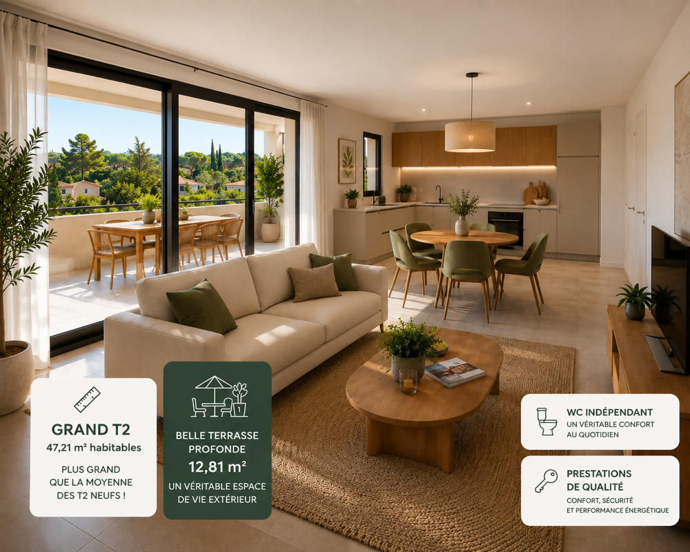 Vente Appartement Aux portes d'Éguilles – Grand T2 neuf avec belle terrasse Aix en provence