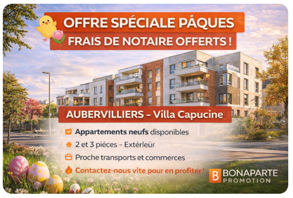 Vente Appartement LIVRAISON IMMEDIATE AUBERVILLIERS – APPARTEMENT 3 PIÈCES NEUF AVEC TERRASSE !! Aubervilliers