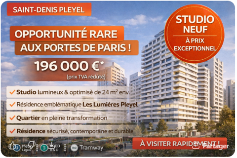   EN FACE DU METRO� STUDIO NEUF � PRIX EXCEPTIONNEL-IDEAL PRIMO ACCEDANT OU INVESTISSEUR !! Appartement - 1 pi�ce(s)