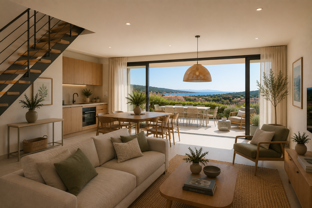 * -SUPERBE VUE MER POUR CE T5 DUPLEX AVEC GRANDE TERRASSE DANS RÉSIDENCE AVEC PISCINE