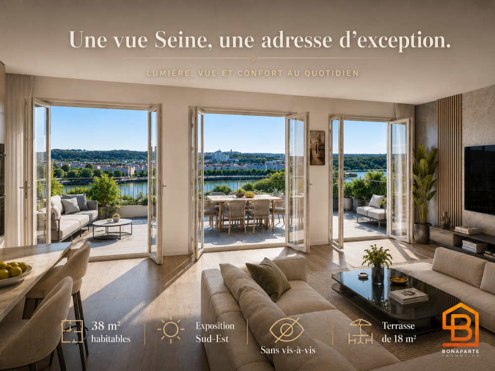 STUDIO EVOLUTIF EN 2 PIECES VUE SEINE TERRASSE SUD EST SANS VIS A VIS