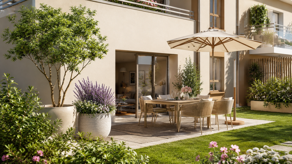 NOUVEAU A LONGVIC - SUPERBE T3 JARDIN NEUF - EXPO SUD - RESIDENCE INTIMISTE ENTOUREE DE VERDURE