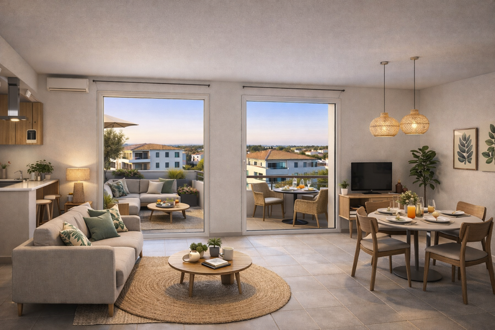 PROCHE CENTRE VILLE  MAGNIFIQUE 3P BIEN AGENCÉ DE 60M² AVEC GRANDE TERRASSE DE 17M²