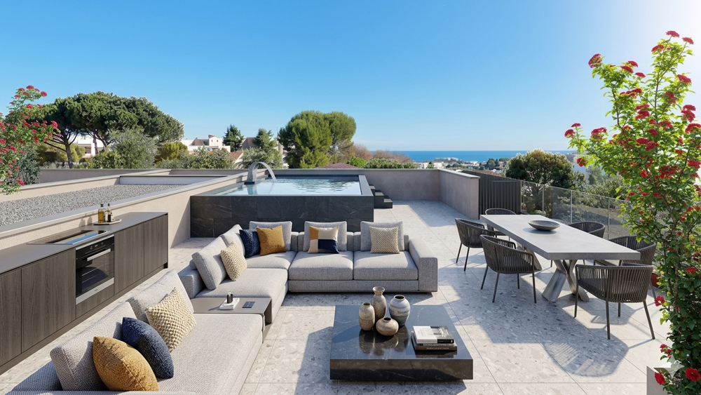 Vente Appartement .MAGNIFIQUE T4 EN DERNIER ETAGE AVEC APERCU MER - 134M² TERRASSE Antibes