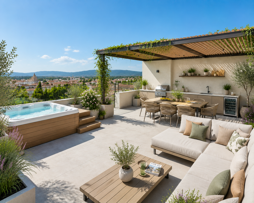 Maison d'exception T6 avec jardin et rooftop, à proximité immédiate du centre-ville d'Aix-en-Provenc