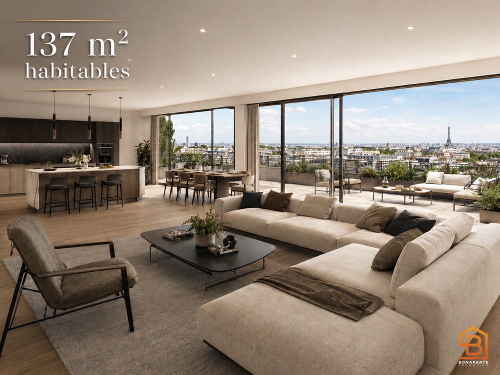 achat appartement neuf 4 pièces 137m² Boulogne billancourt 92100 dernier etage terrasse de 85m²
