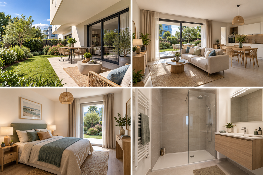 Vente Appartement *T4 DE 86 M² EN REZ-DE-JARDIN AVEC JARDIN SUD DE 32 M², TERRASSE DE 9 M² ET BOX Quiberon
