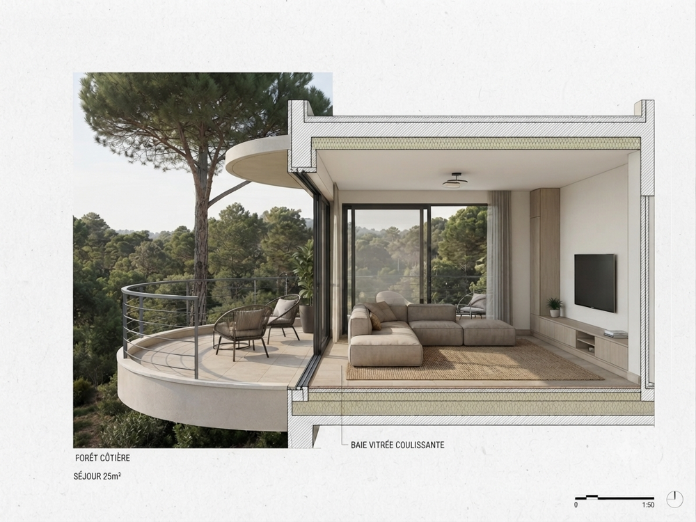 DANS LA VERDURE: MAGNIFIQUE 2 PIECES AVEC TERRASSE ET PISCINE