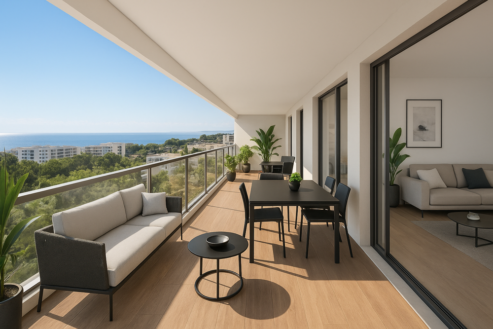 Vente Appartement .4 PIECES EN ETAGE ELEVE VUE MER - 90M� AVEC 30M� DE TERRASSE EXPOSE SUD St laurent du var