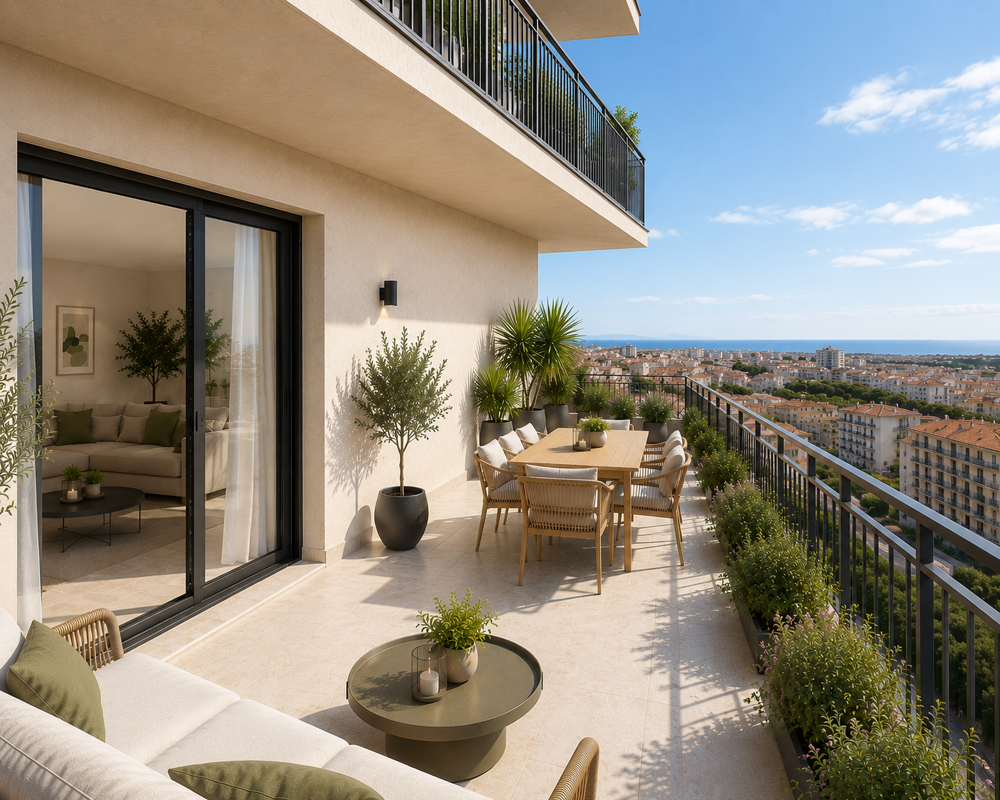 Vente Appartement IDEALEMENT PLACE A NICE , EN ETAGE ELEVE T3 DE 70M²AVEC 15m² DE TERRASSE VUE MER Nice