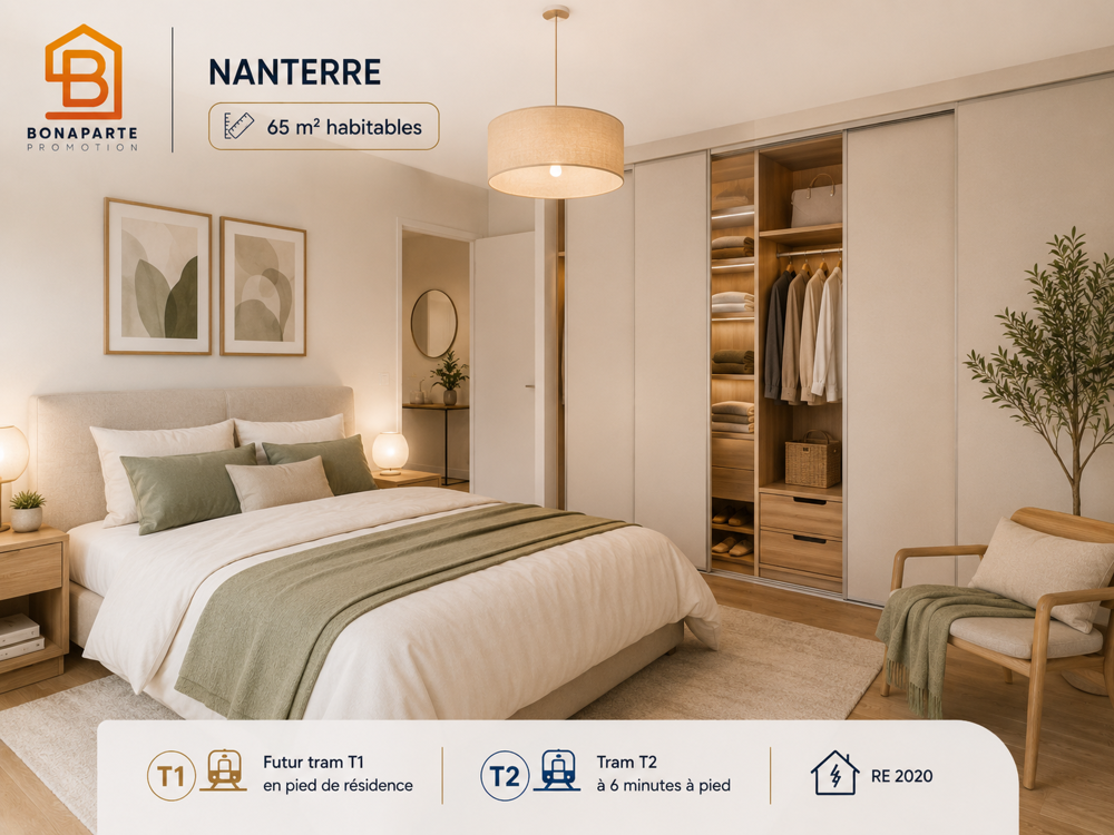 Vente Appartement retour a la vente A 500M du TRAM T2- 3 pièces optimisé avec parking- Nanterre