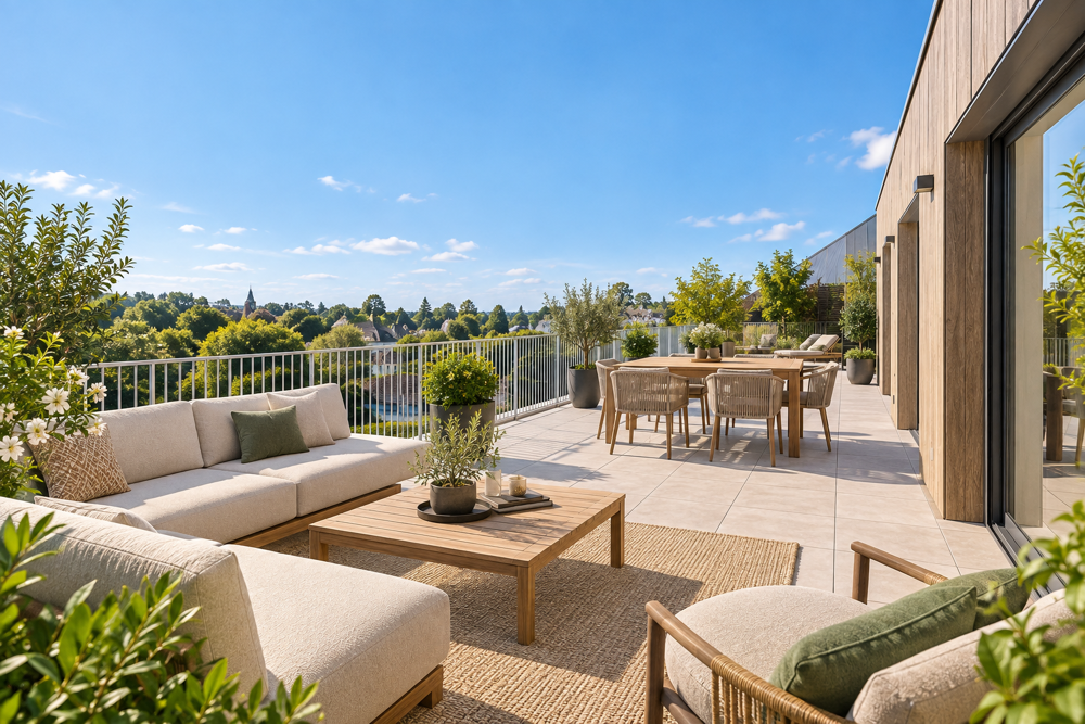 *T4 DE 91 M² EN ATTIQUE AVEC TERRASSE DE 124 M² ET 2 STATIONNEMENTS