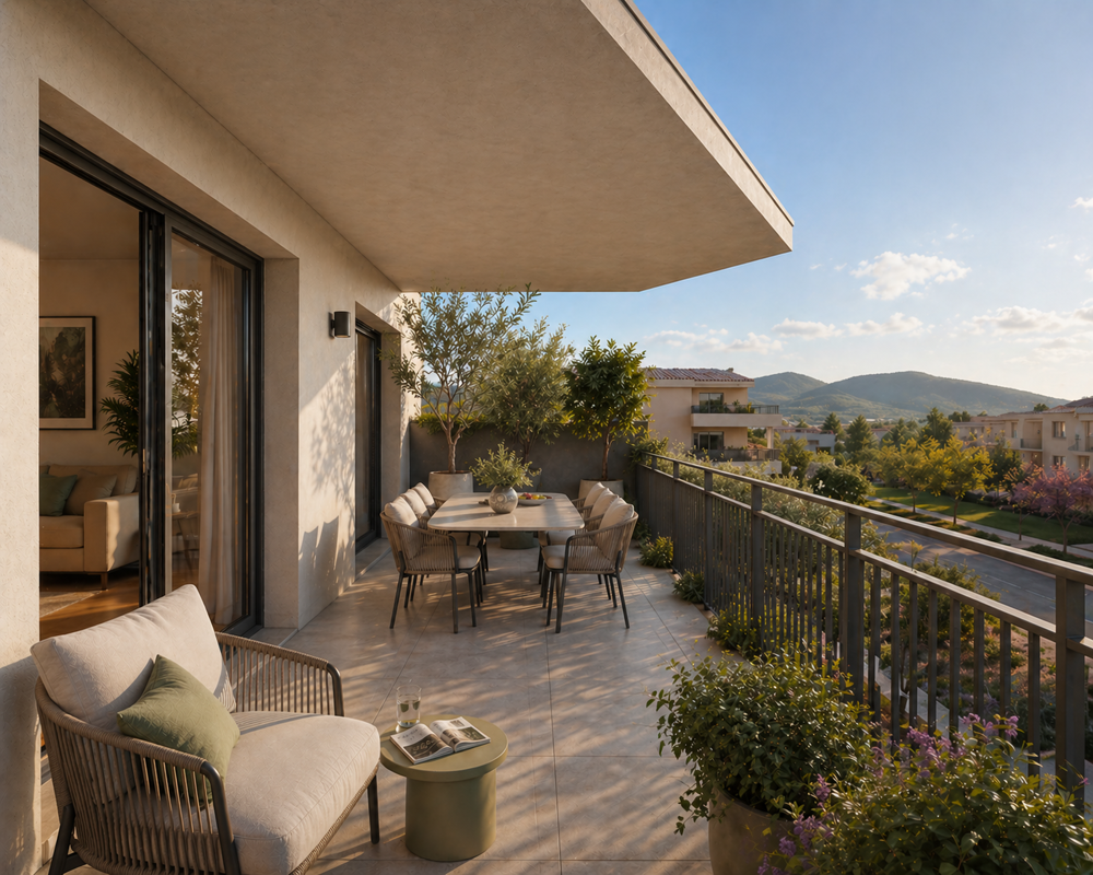 CAGNES-SUR-MER : PROXIMITE DES COMMERCES ET GRANDS AXES : BEAU 3 PIECES D'ANGLE AVEC TERRASSE VUE