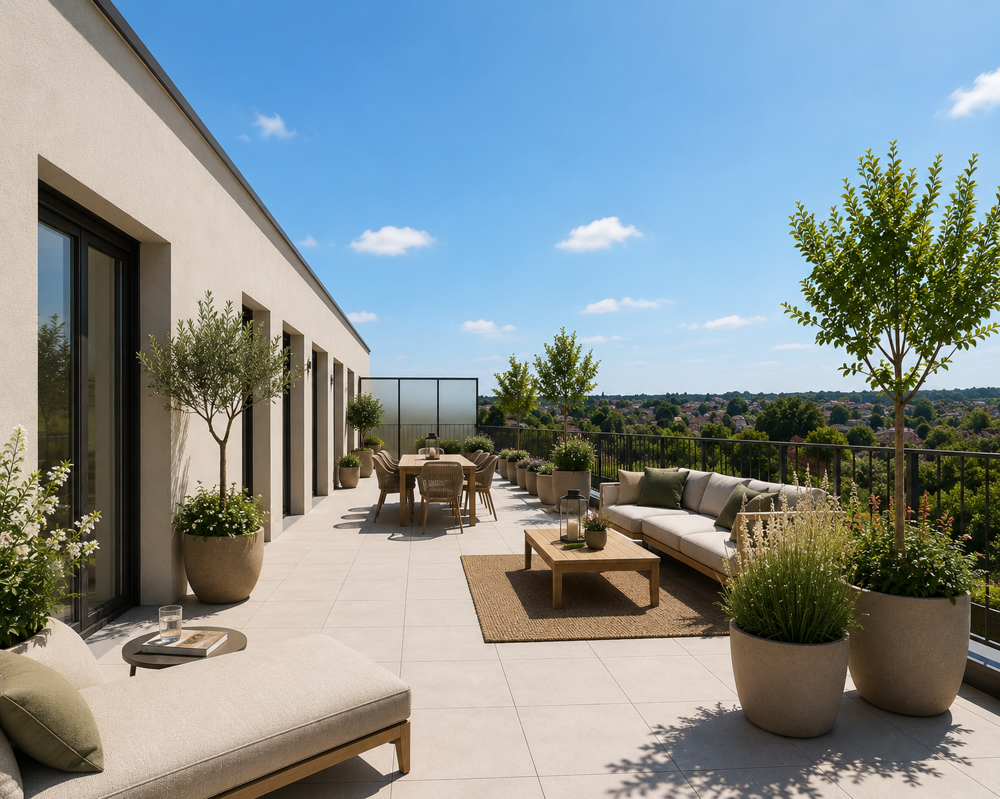 RETOUR DE LOT VISITABLE - T4 AVEC TERRASSE XXL DE 35 m² EN DERNIER ÉTAGE - 2 Pkgs