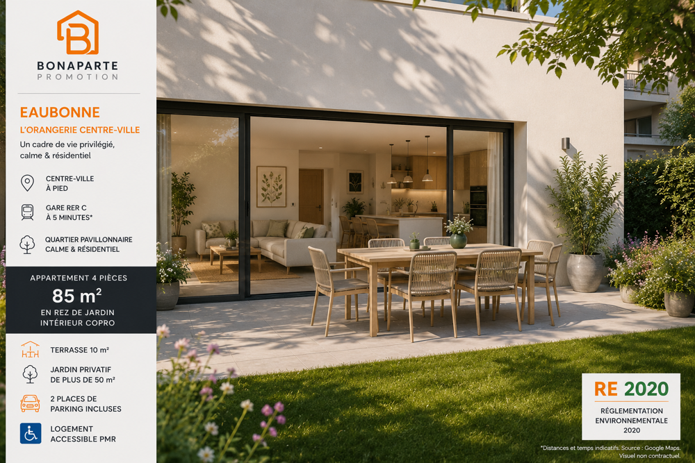 Vente Appartement L'Orangerie – Centre-Ville: 4 pieces neuf avec terrasse +jardin Eaubonne