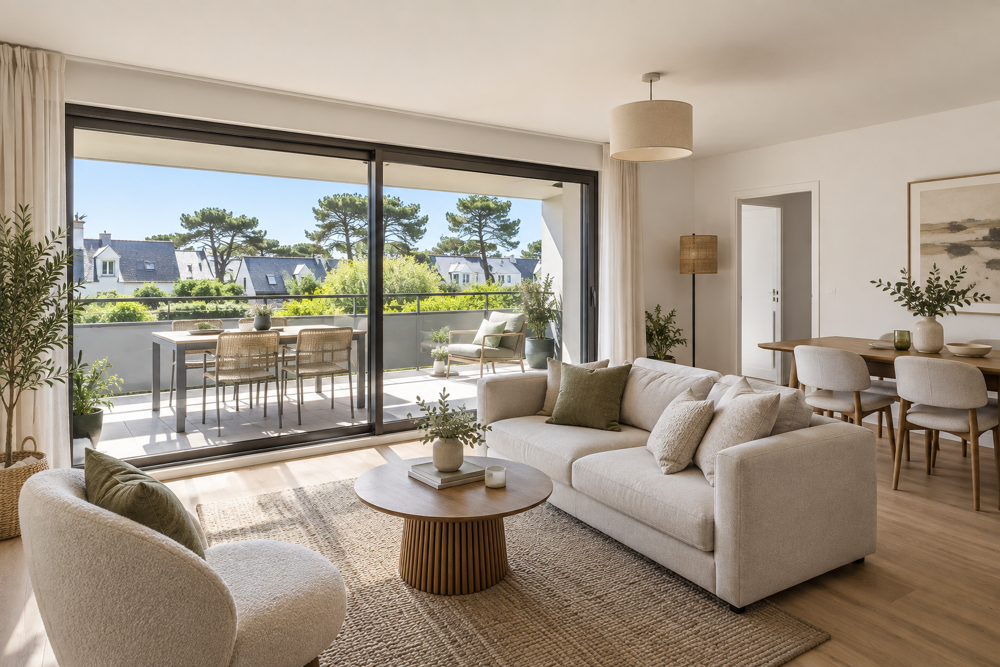 *T4 DE 90 M² AU 1ER ÉTAGE AVEC BALCON SUD DE 14 M² ET GARAGE DOUBLE