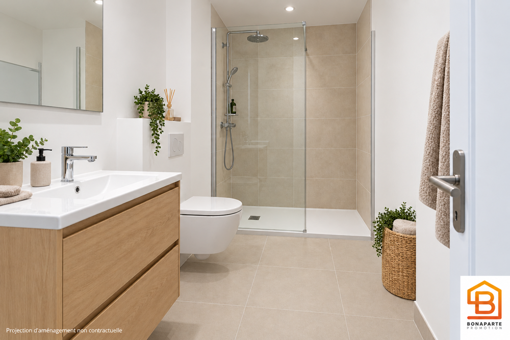 Frais de notaire offerts : charmant studio neuf en étage+balcon+parking à 300M DE LA GARE LIGNE J+H