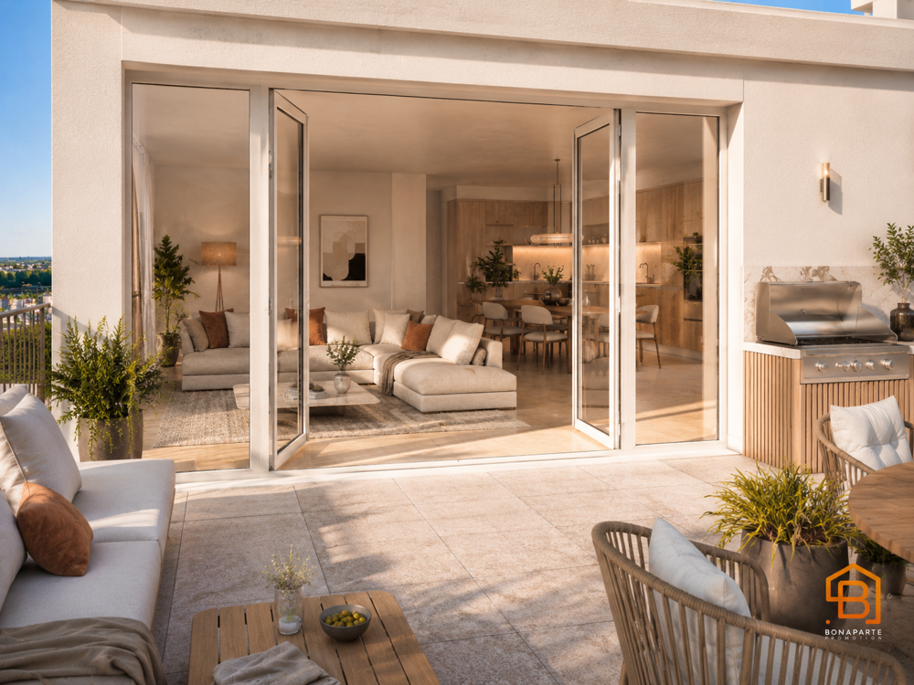 Vente Appartement Grand 2 pièces 57M² au dernier étage avec  terrasse 23M² vue parc & Seine Cormeilles en parisis