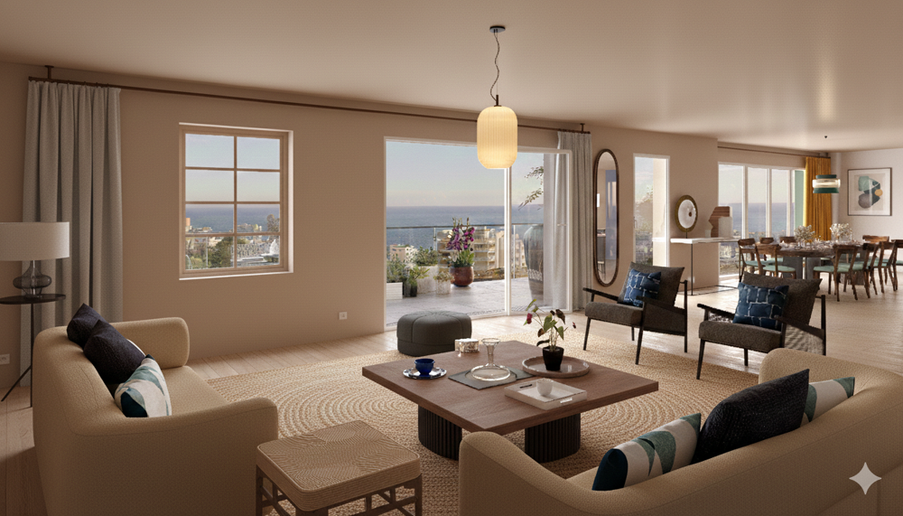 SPLENDIDE APPARTEMENT 5 PIECES DE 160M² EN DERNIER ETAGE, AVEC UNE VUE DOMINANTE SUR LA MER